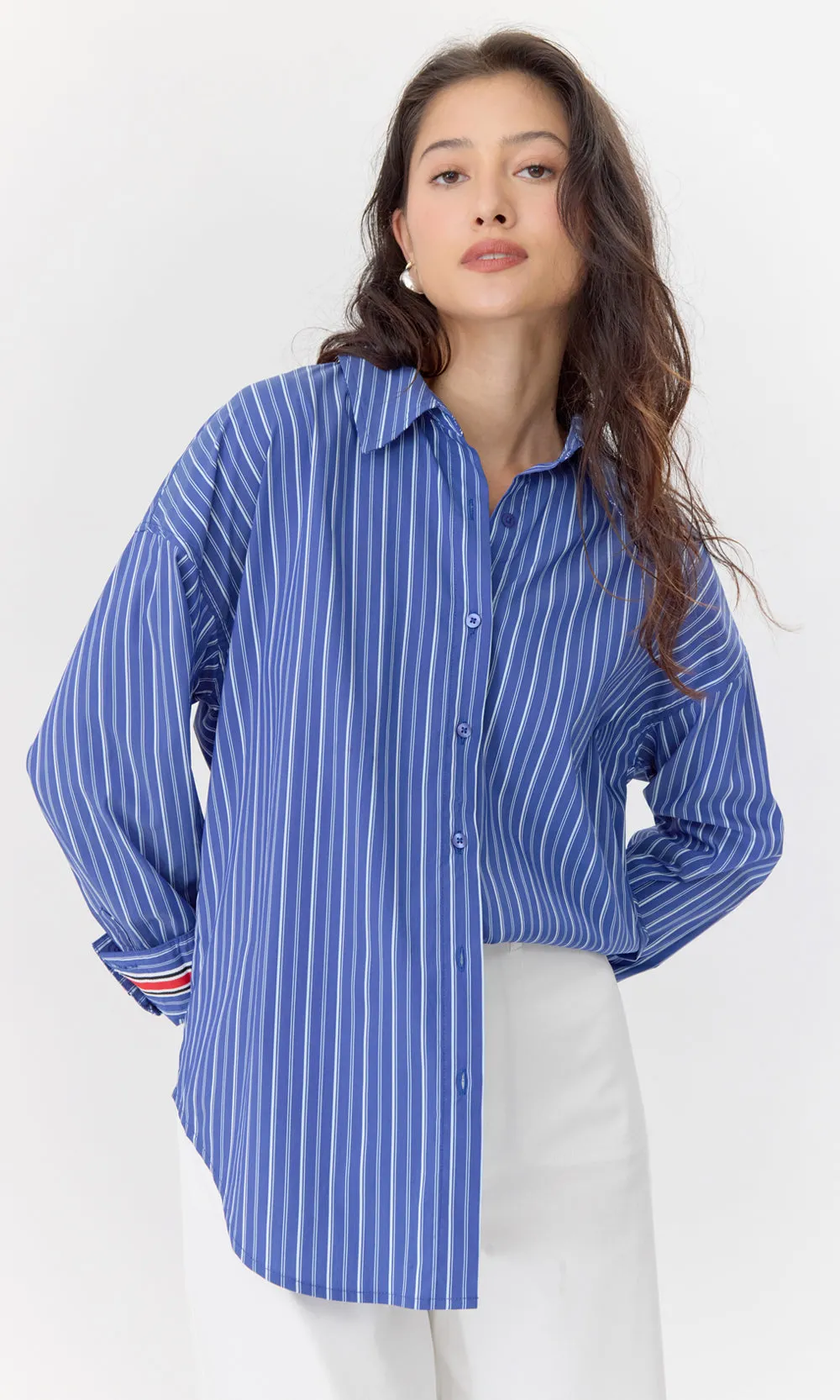 Lightweight Comfort Corporate Wear Hattie Poplin Oversized Stripe Shirt