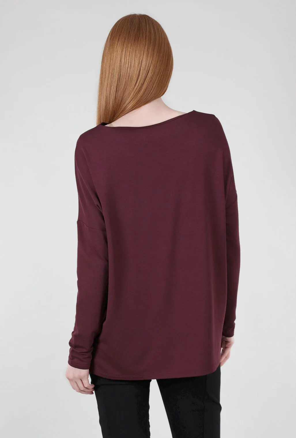 Lightweight Comfort Stitch Tech Trim Top, Burgundy/Black