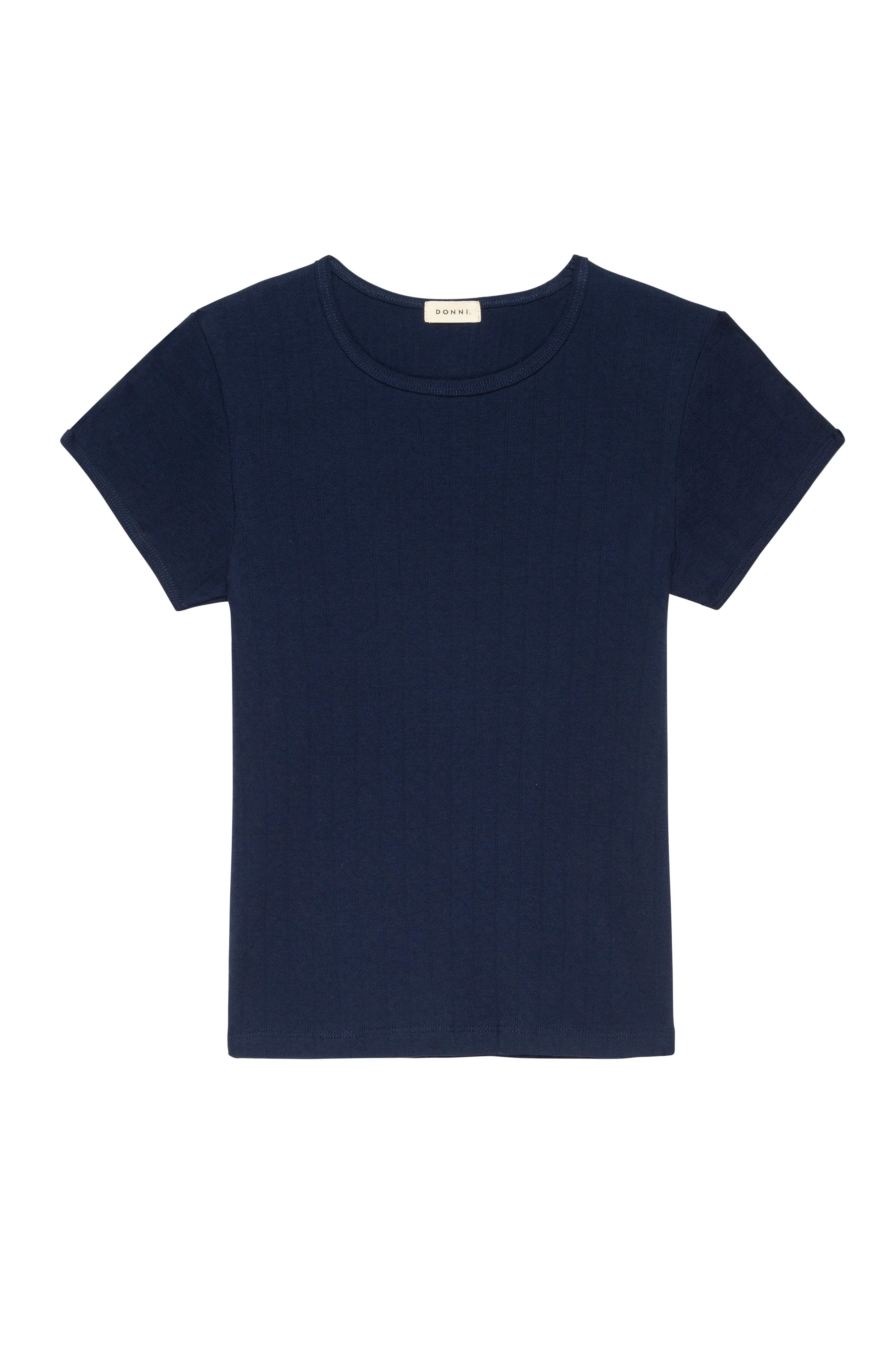 Lightweight Fabrics Pointelle Baby Navy Tee