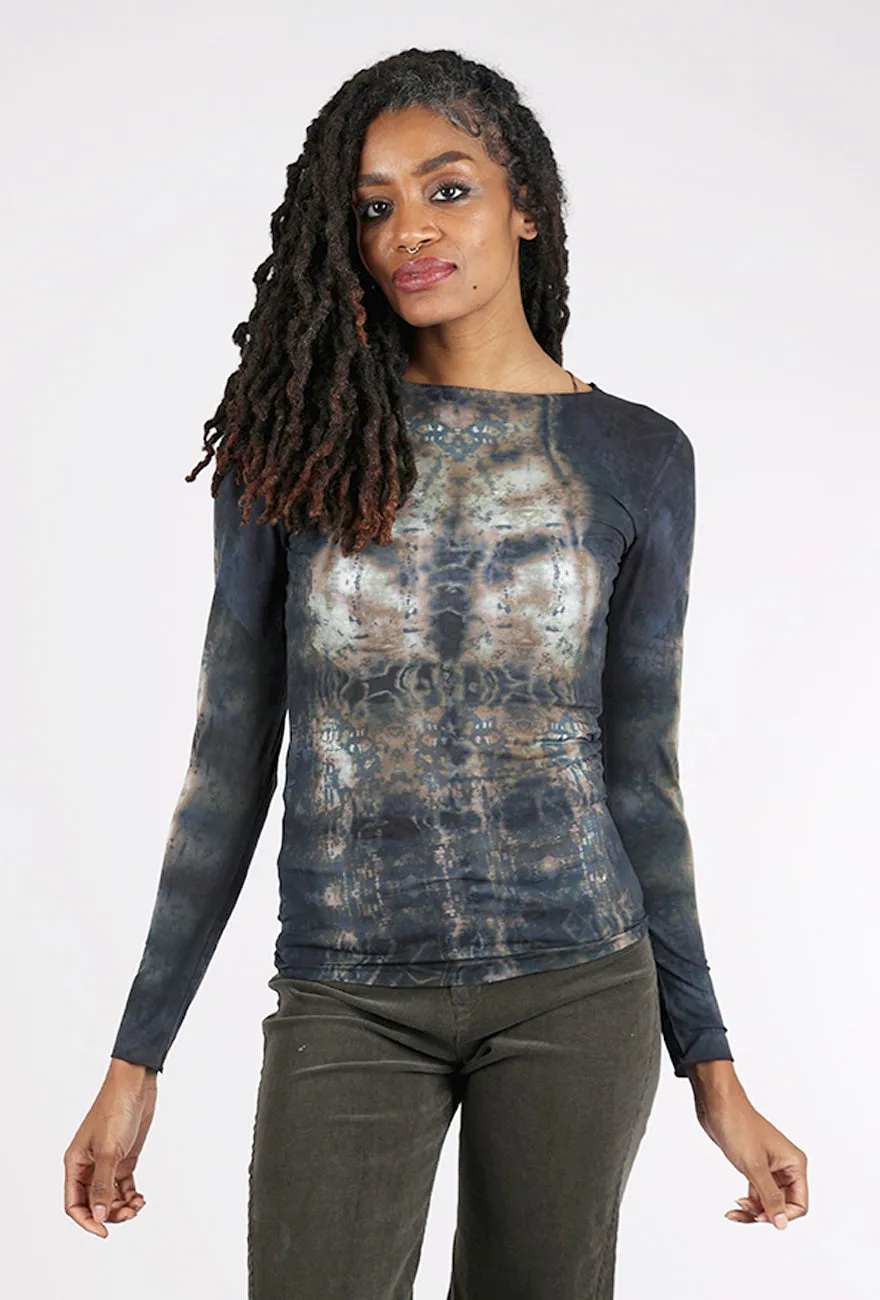 Raw Edge Second Skin Top, Hidden Marble/Charcoal temperament-enhancing hollow design
