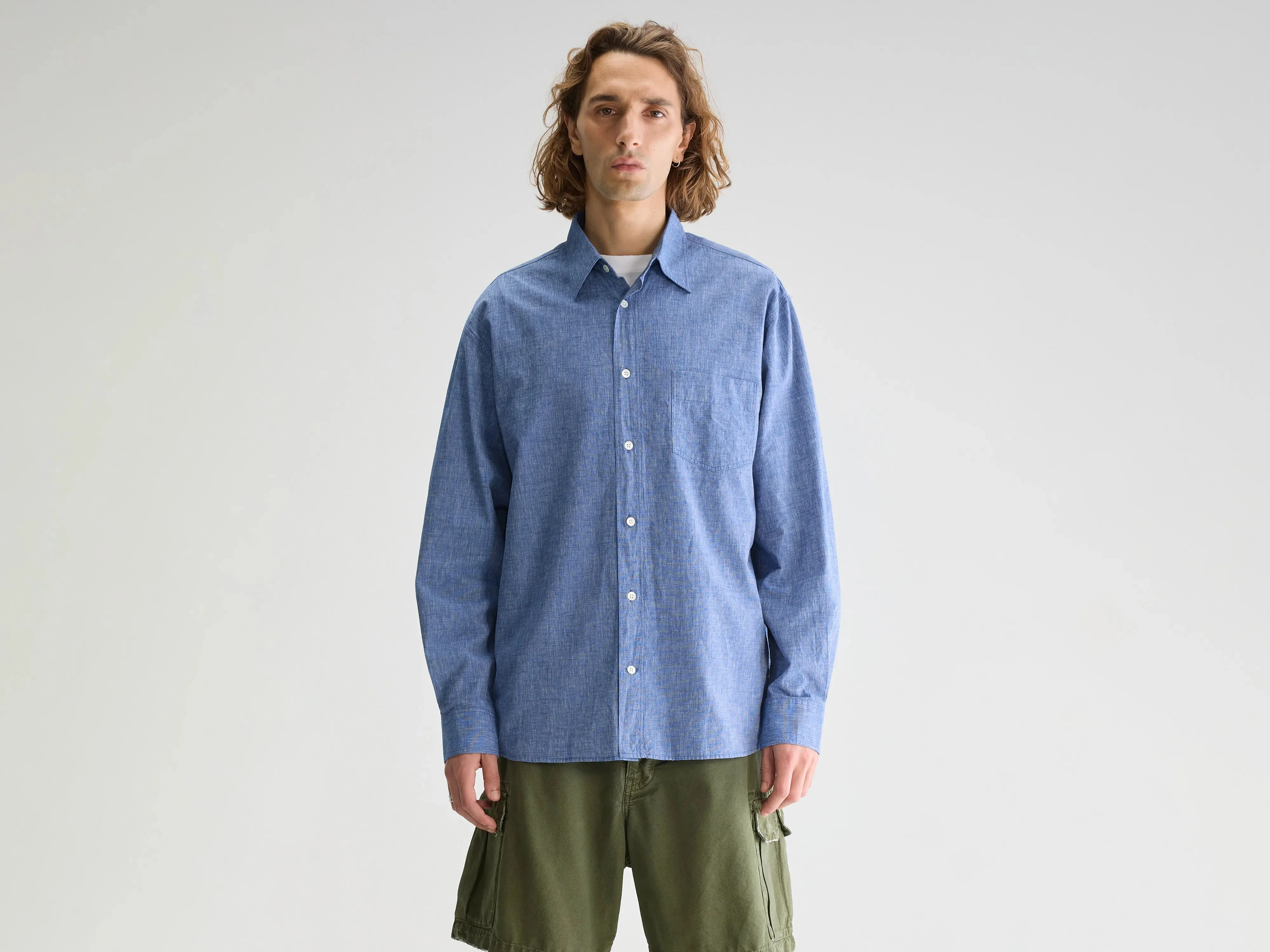Lighty relaxed shirt (251 / M / DENIM) Casual Feel Smooth Cut
