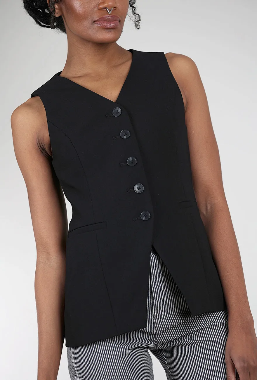 Lila Fitted Vest, Black Urban Minimal