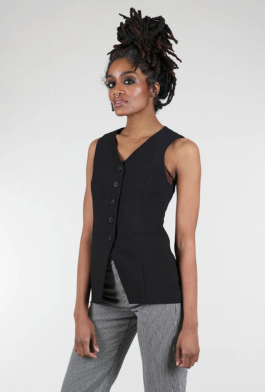 Lila Fitted Vest, Black Urban Minimal