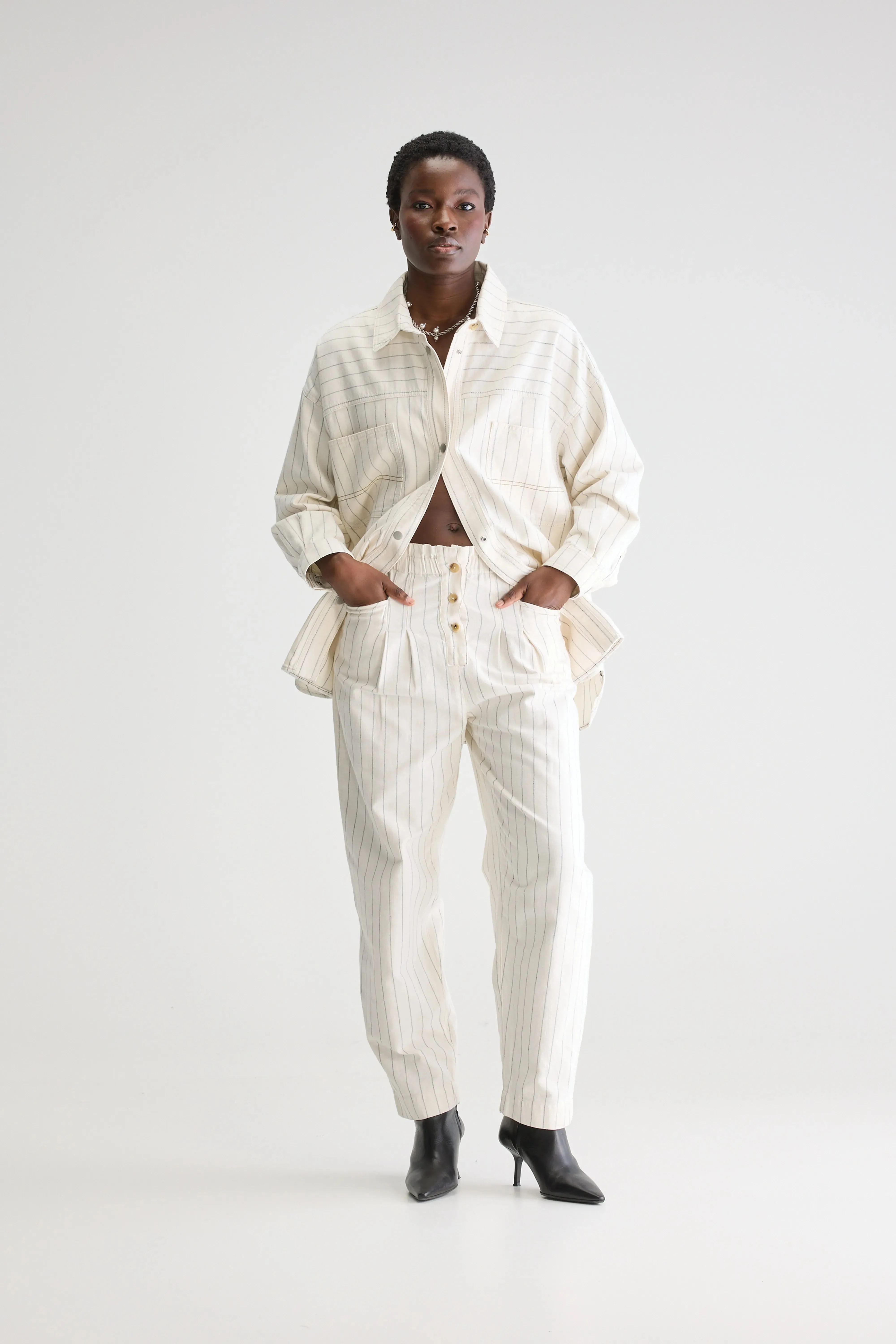 Lilo paperbag trousers (251 / W / STRIPE A) Smooth Fabric