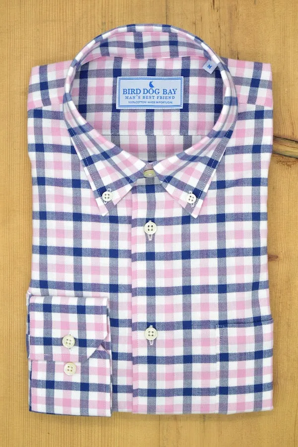 Linden: Button Down Shirt - Pink/Navy (XL) trend clip