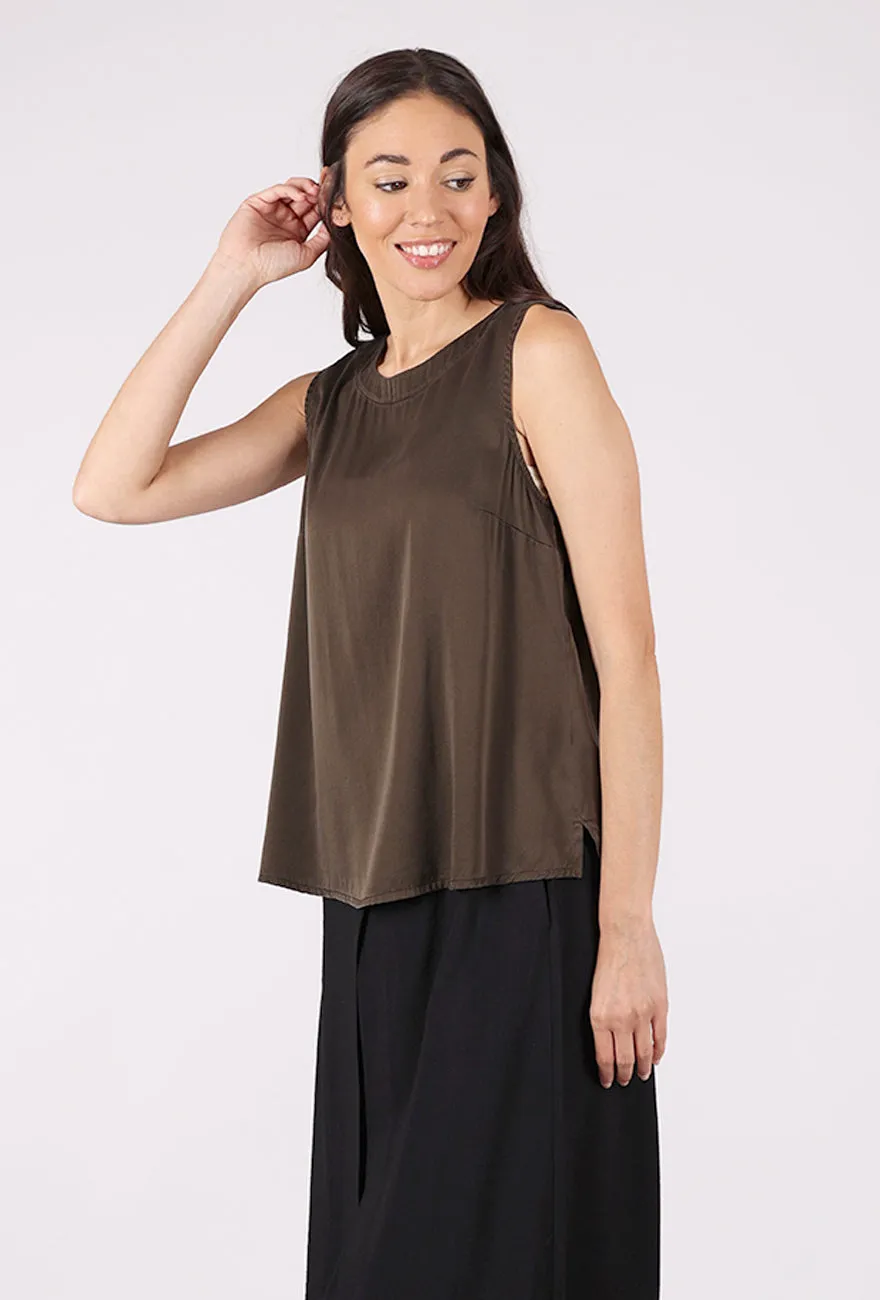 Linen and breathable Heavy Silk Tank, Forest