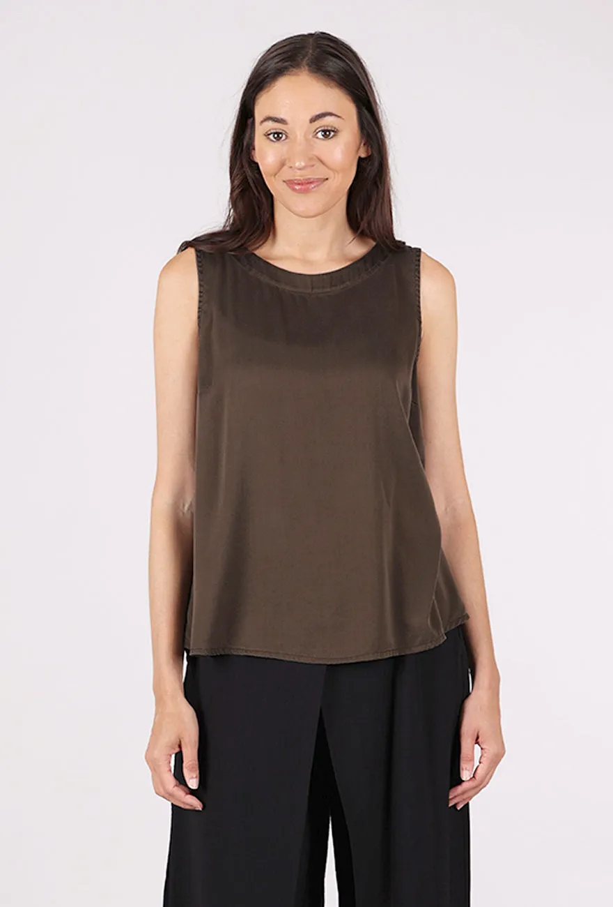 Linen and breathable Heavy Silk Tank, Forest