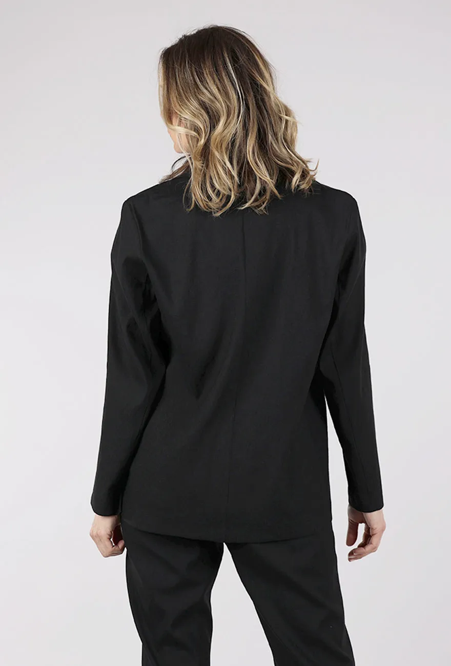 Linen Blend Blazer, Black Travel Ready Gear