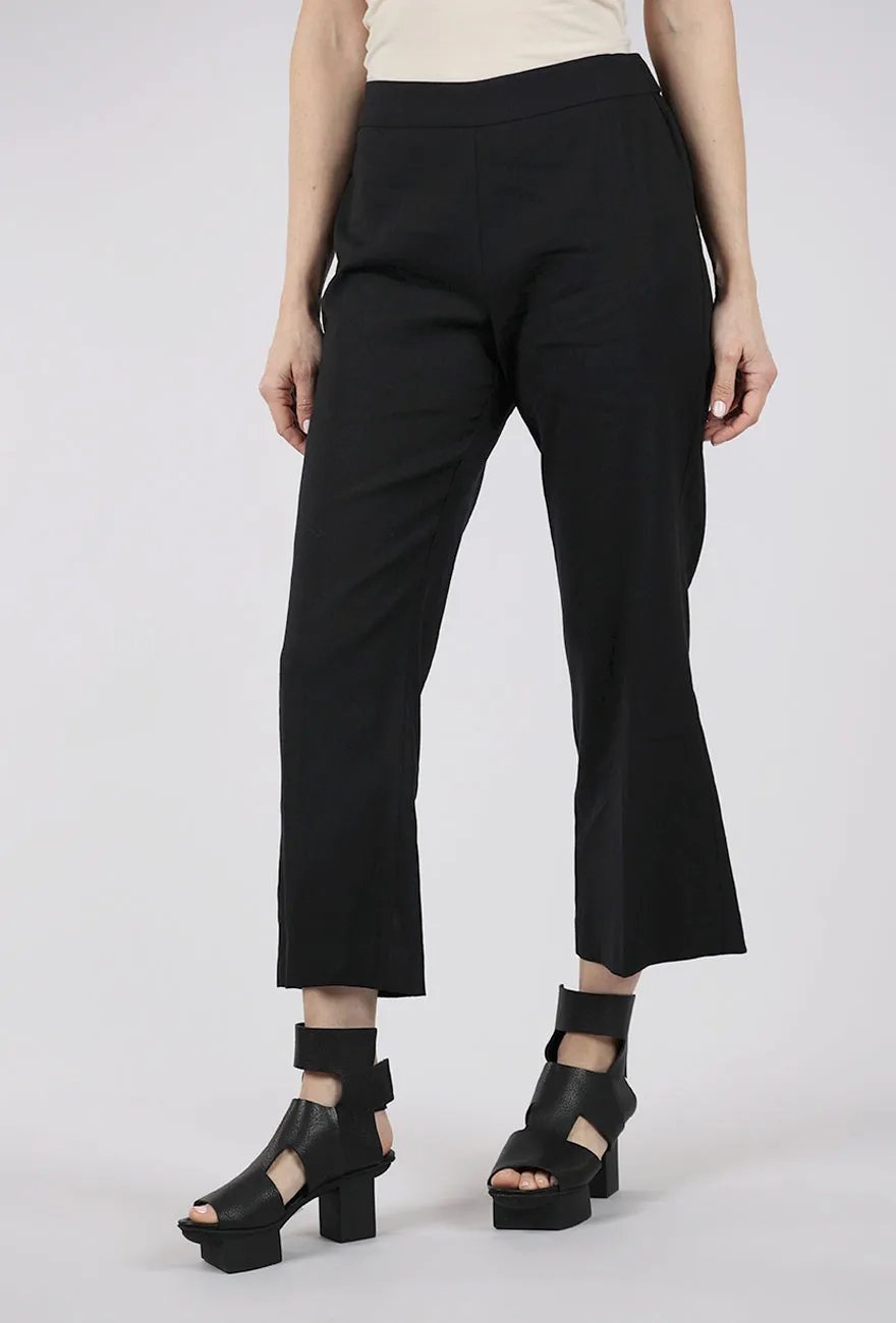 Linen Blend Crop Flare Pant, Black Trendy Comfort