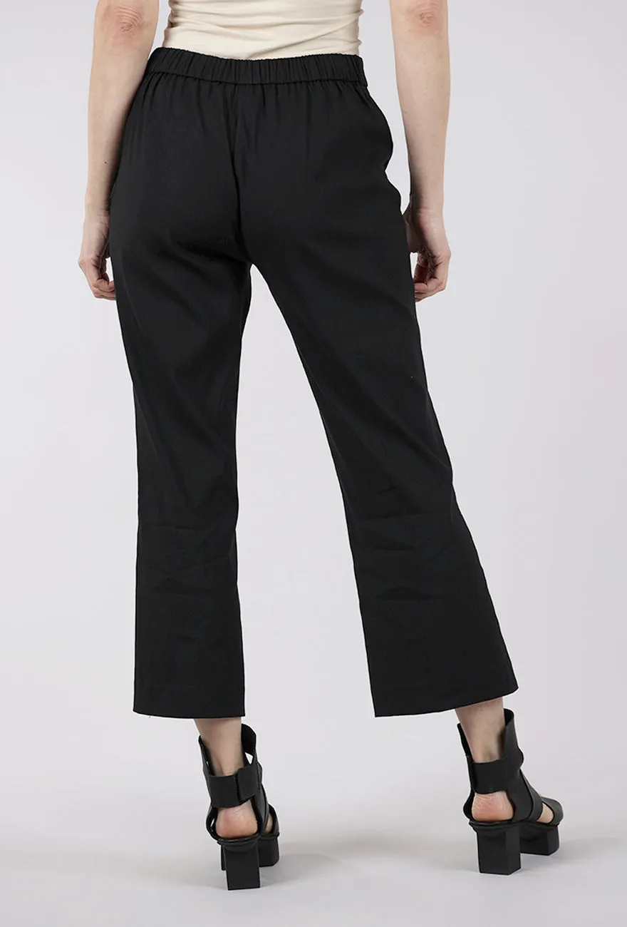 Linen Blend Crop Flare Pant, Black Trendy Comfort