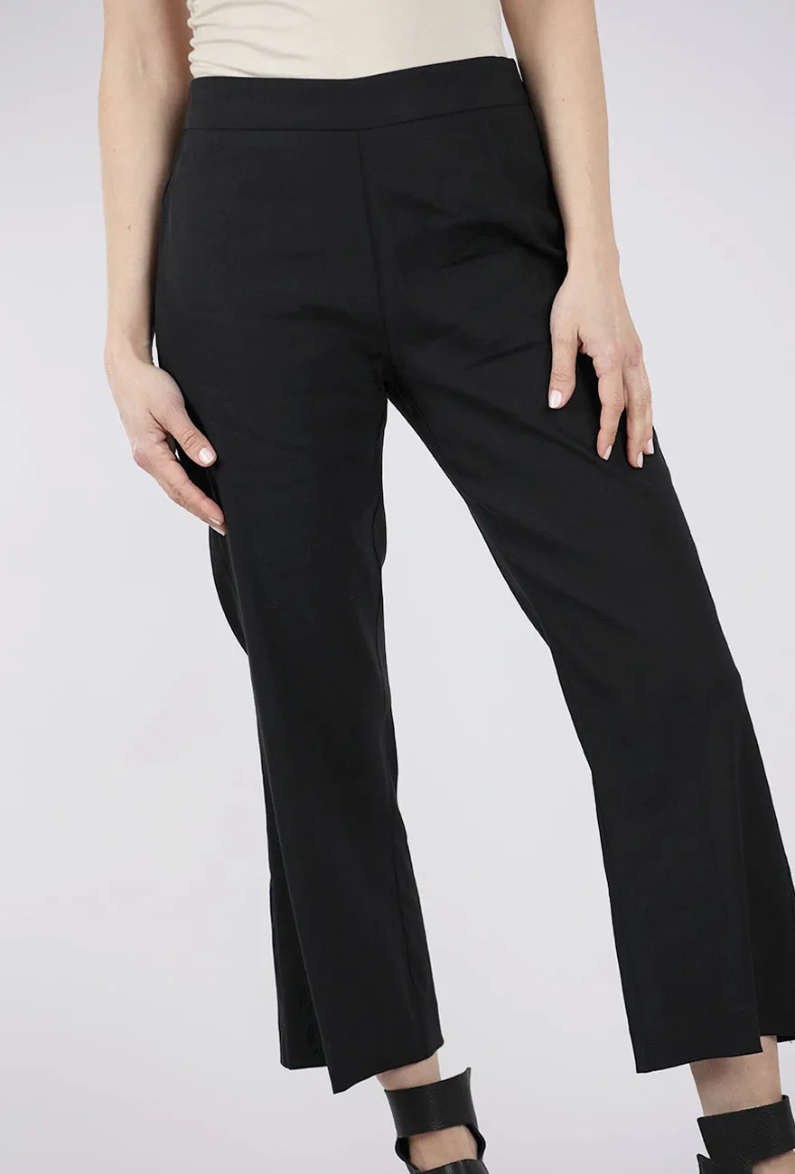Linen Blend Crop Flare Pant, Black Trendy Comfort