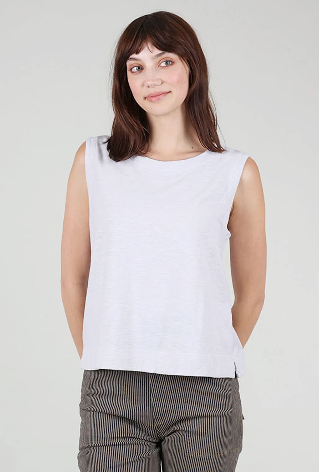 Business Meeting Linen-Cotton Jersey Shell, Aluminum