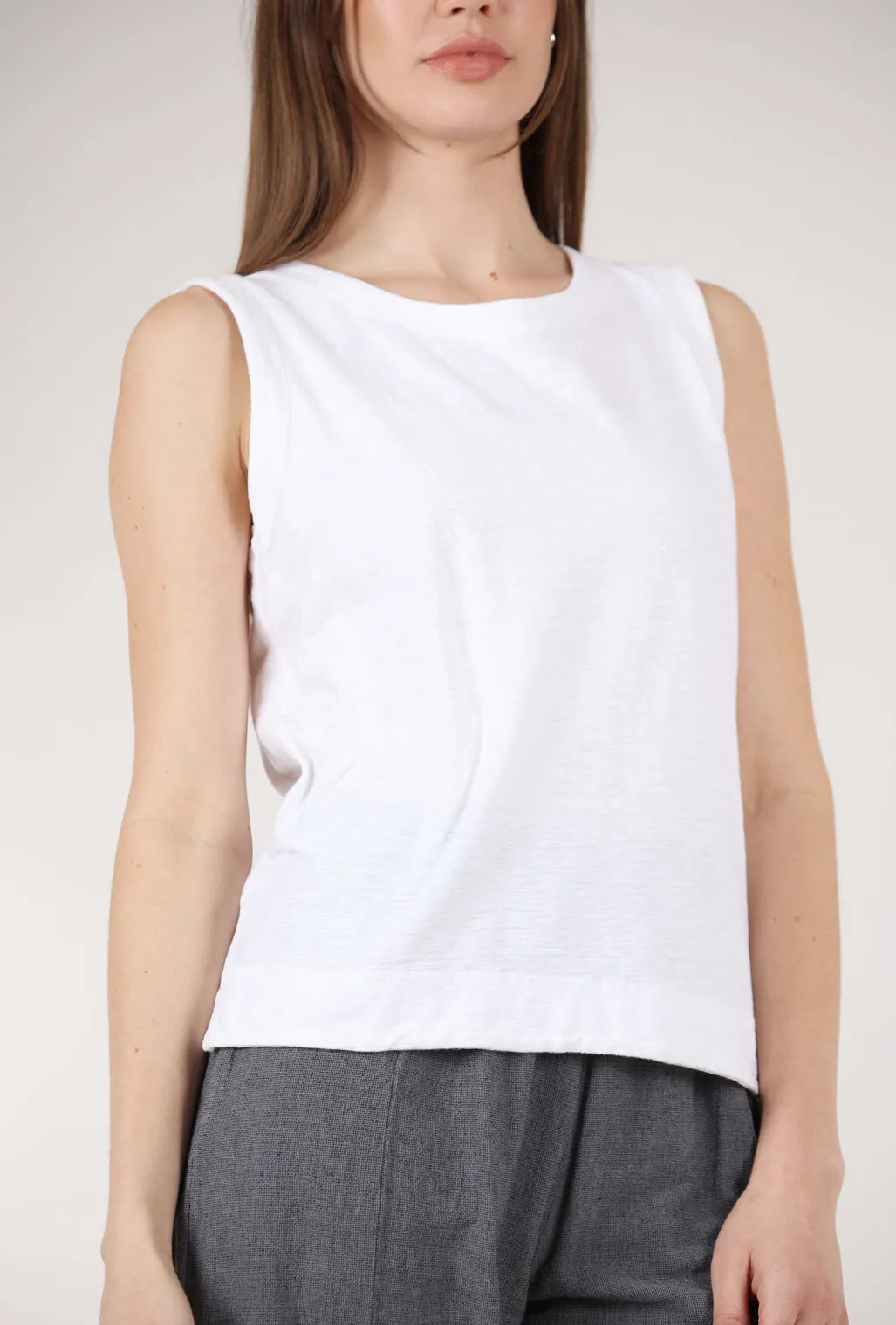 Linen-Cotton Jersey Shell, White Comfy Style