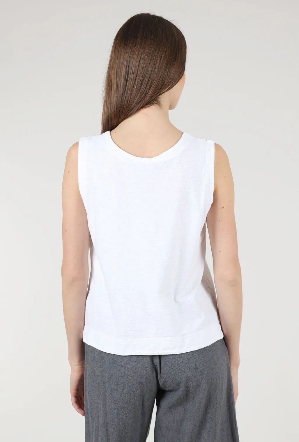 Linen-Cotton Jersey Shell, White Comfy Style