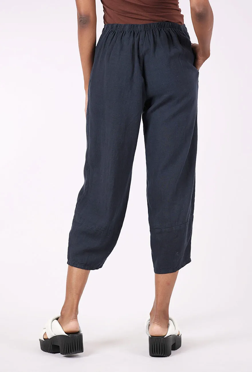 Linen Lantern Crop Pant, Ink Breathable fabric