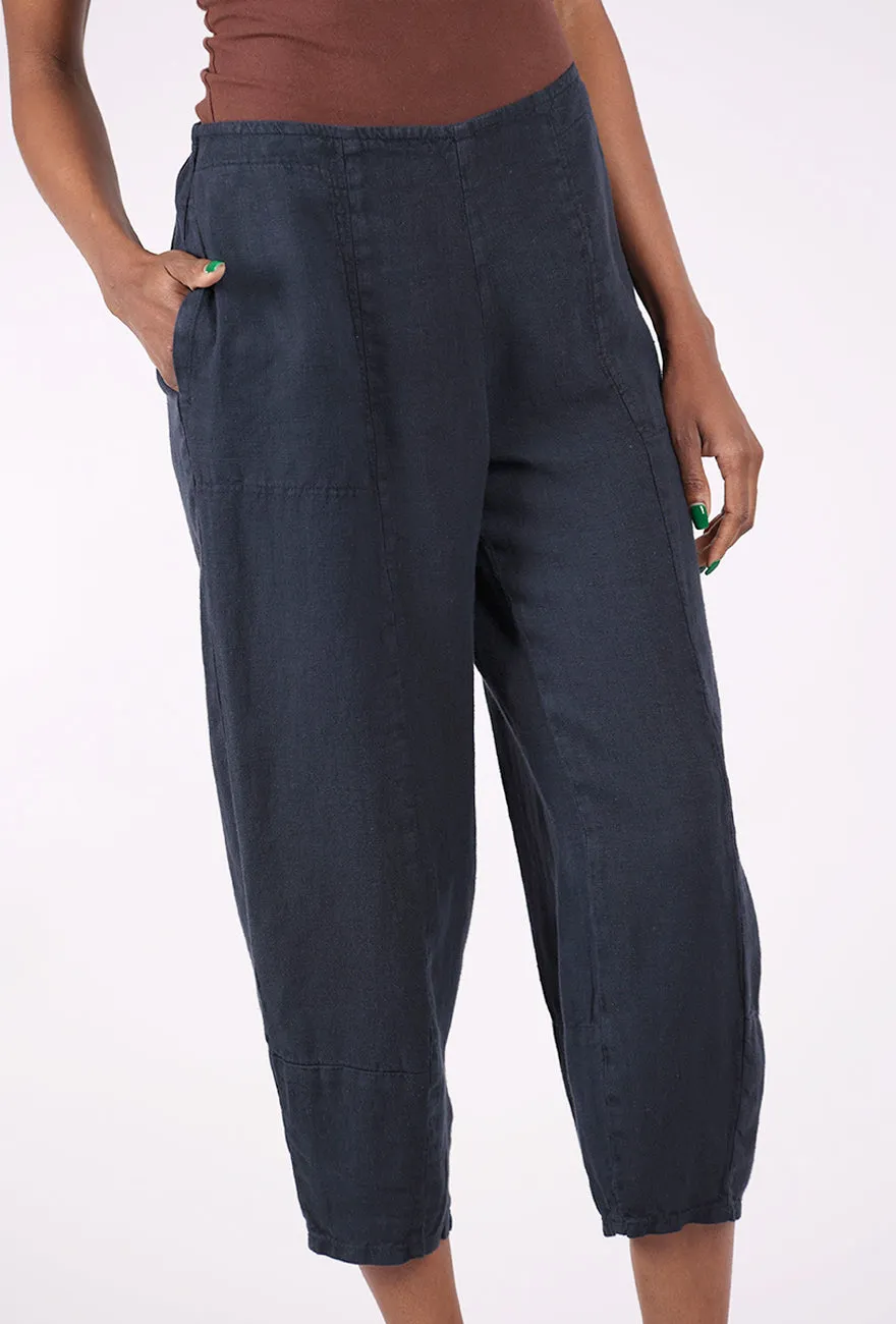 Linen Lantern Crop Pant, Ink Breathable fabric