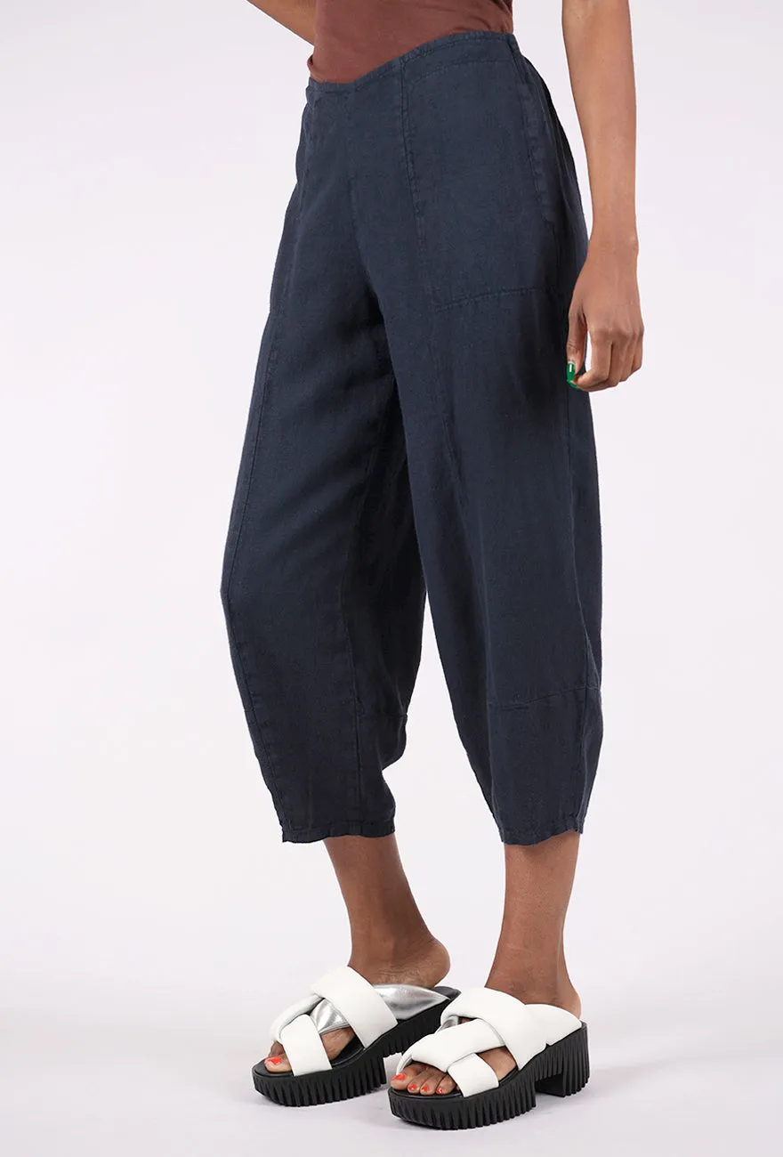 Linen Lantern Crop Pant, Ink Breathable fabric
