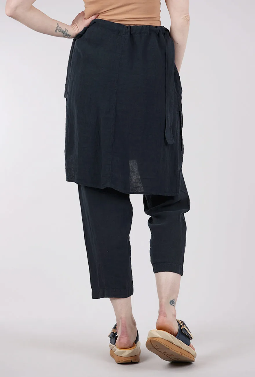 Linen Skirt Over Pant, Navy Smart Design