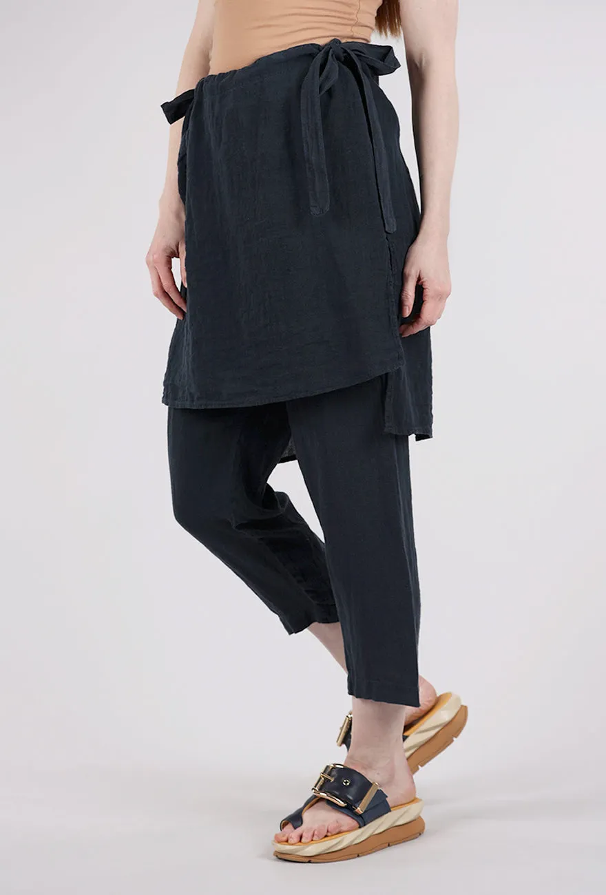 Linen Skirt Over Pant, Navy Smart Design