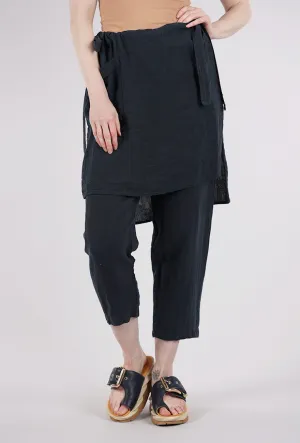 Zip-off legs Chic Style Linen Skirt Over Pant, Navy