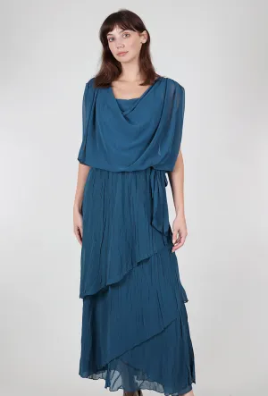 Long Blouson Dress, Moroccan Blue Interchangeable-Detail
