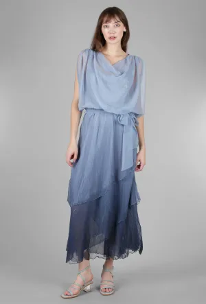 Boho Tone Long Blouson Dress, Persian Violet