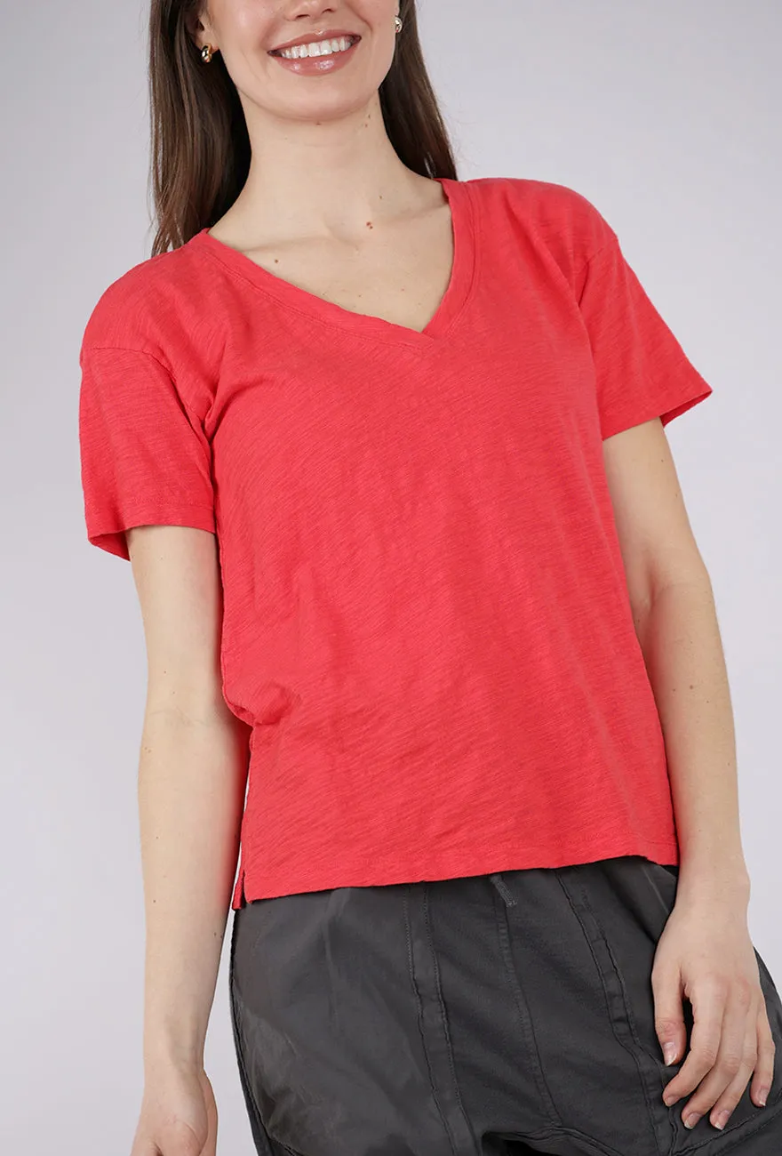 long - lasting S/S V-Neck Boxy Tee, Glazed Cherry