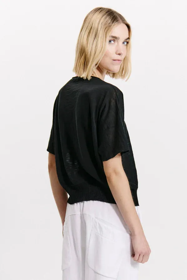 Long Sleeve SS Black Crop Knit
