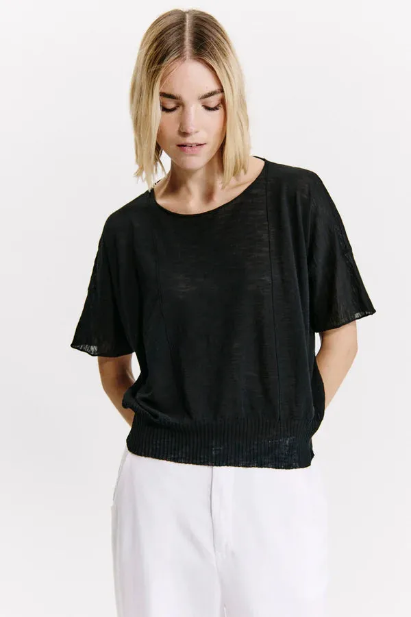 Easy Layering Pure Form SS Black Crop Knit