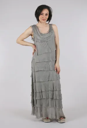 Long Tattered Tiers Dress, Taupe Style Vibes Gentle Stitch