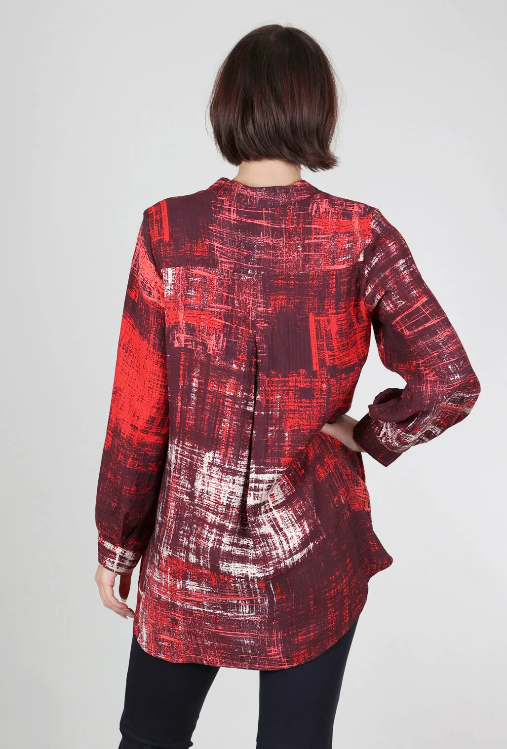 Loose Fit Tamra Tunic Blouse, Red/Plum