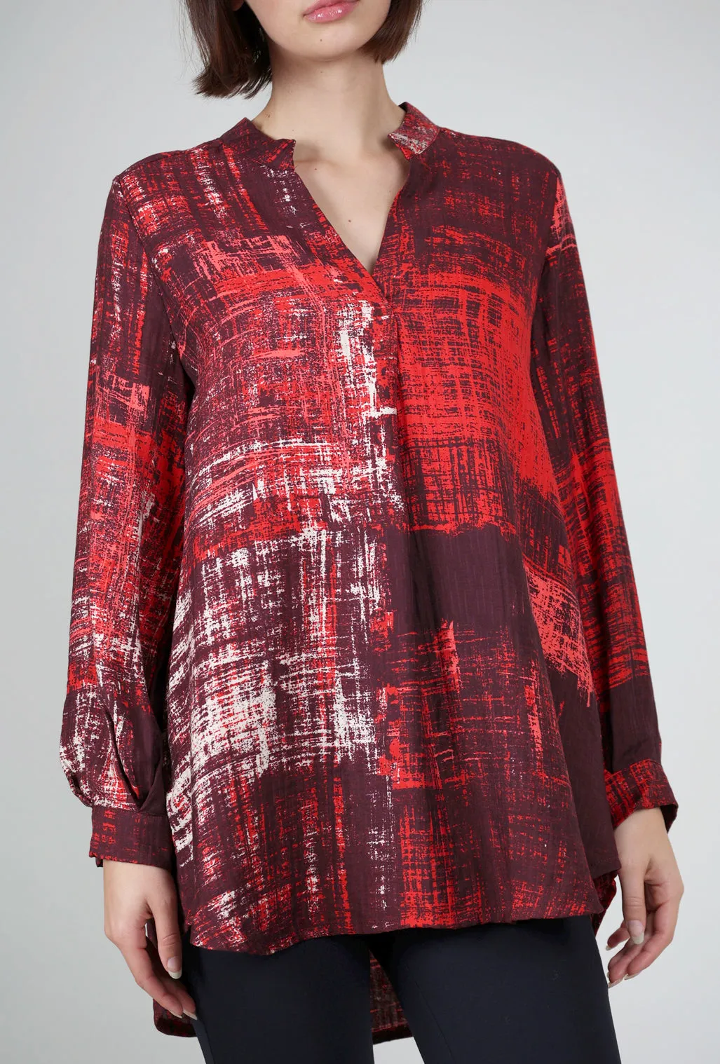 Loose Fit Tamra Tunic Blouse, Red/Plum