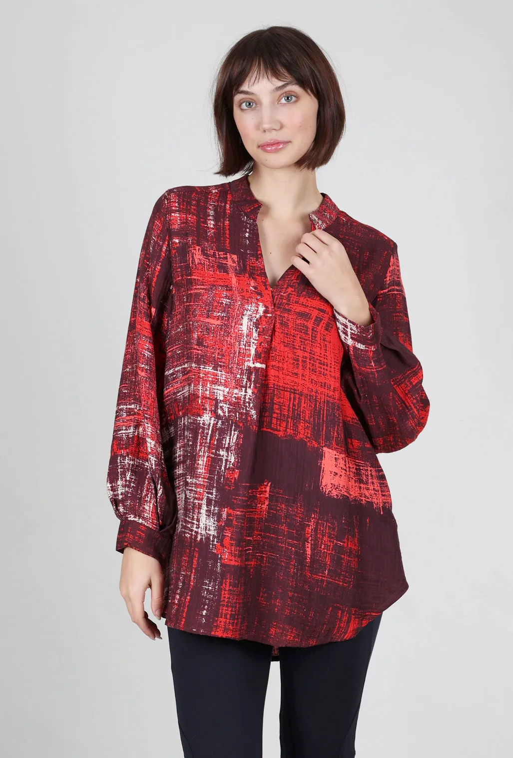 Tamra Tunic Blouse, Red/Plum Non-Iron
