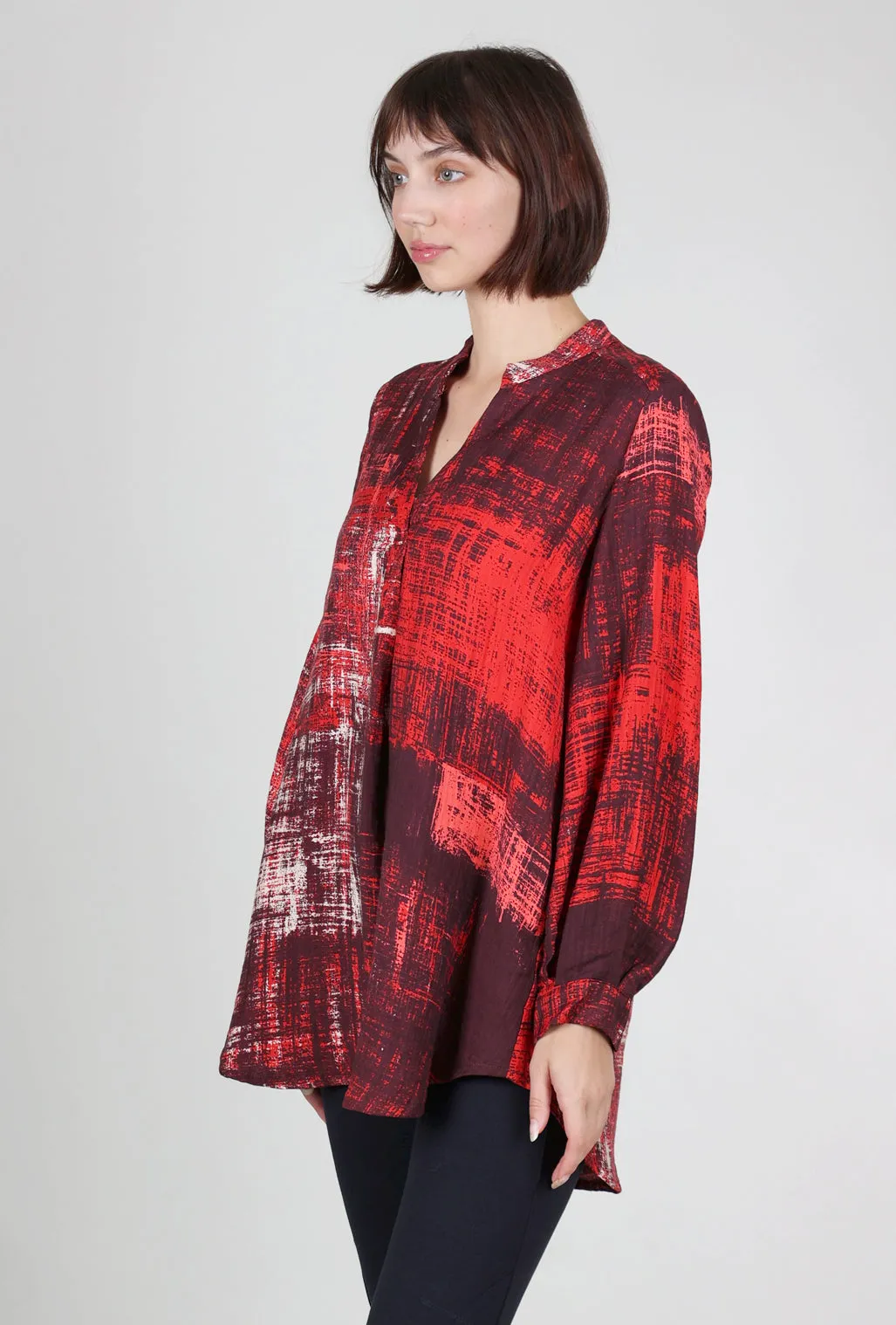 Loose Fit Tamra Tunic Blouse, Red/Plum