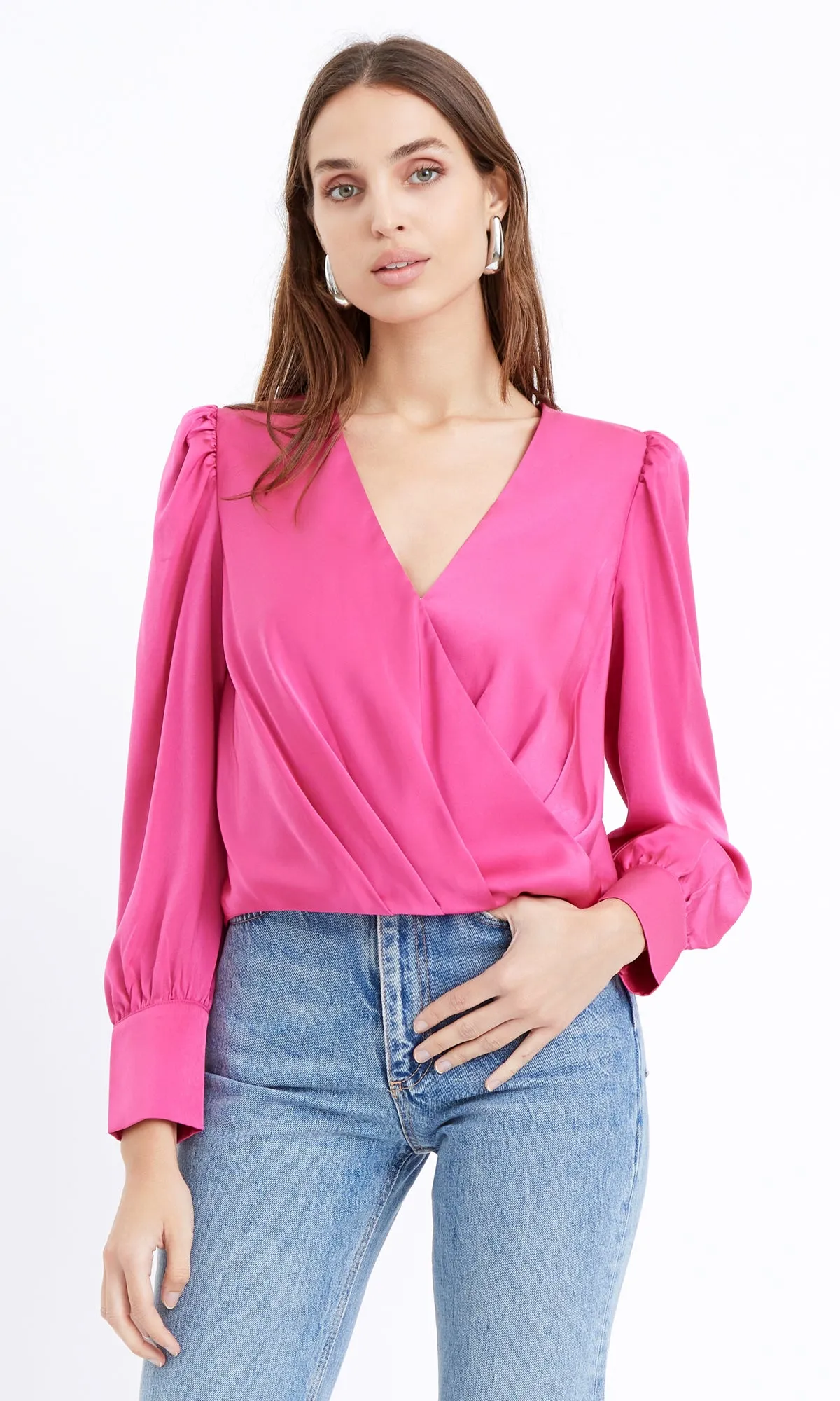 Lourdes Wrap Front Cuffed Blouse Classic Designs