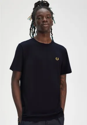 Fred Perry - Crew Neck Navy/Honeycomb - T-Shirt Fashionable Choice Long sleeved warmth