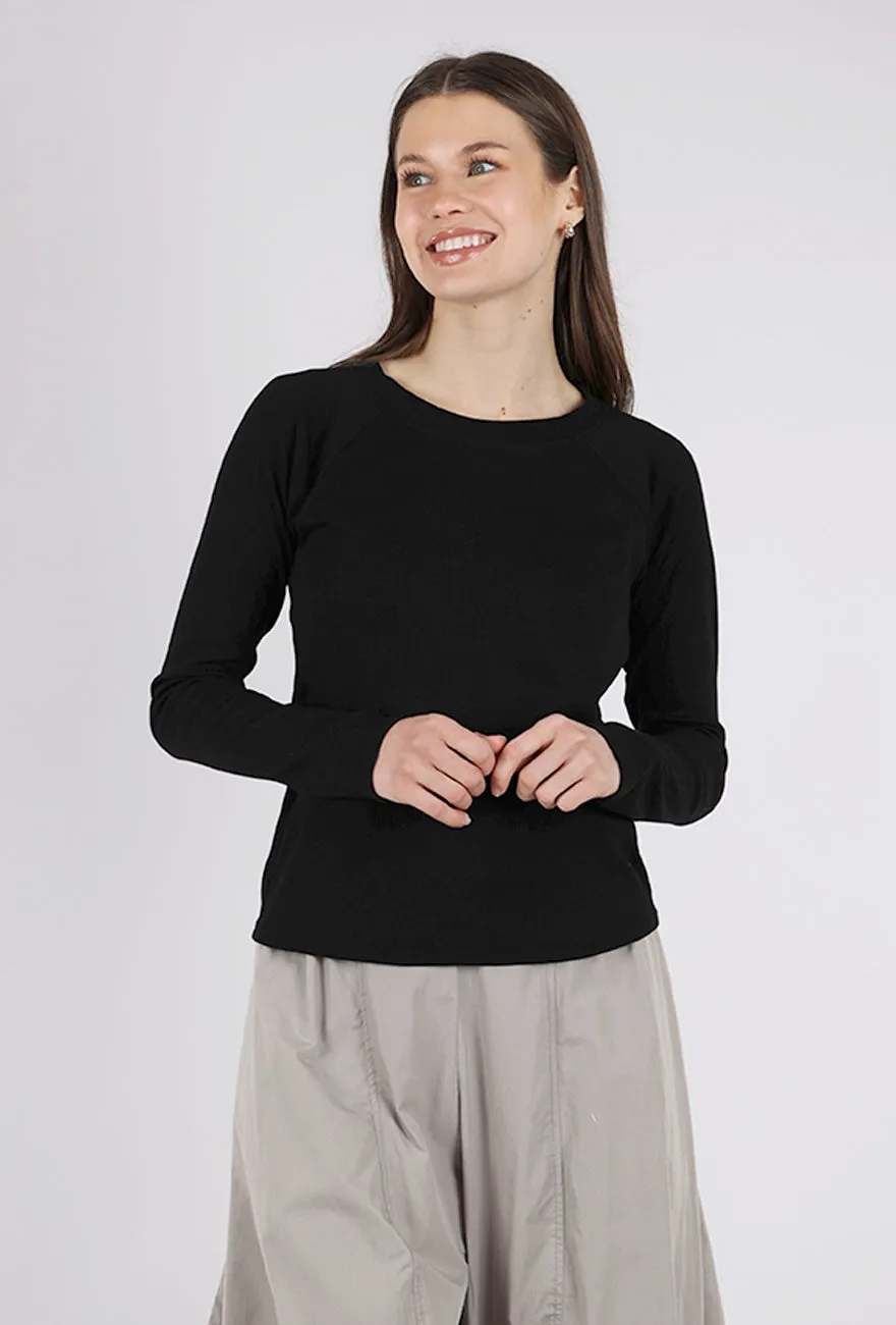 L/S Slim Crew Tee, Black V neck elegance waterproof