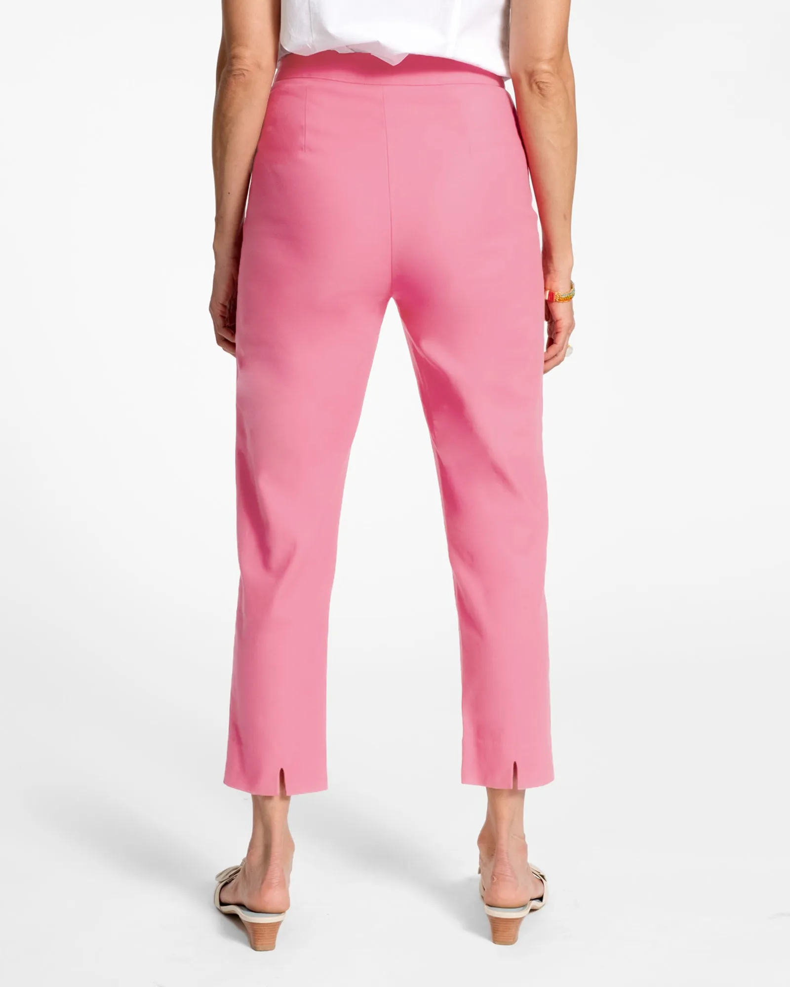 Lucy Cigarette Pant - Cotton Stretch Pink lightweight fabric