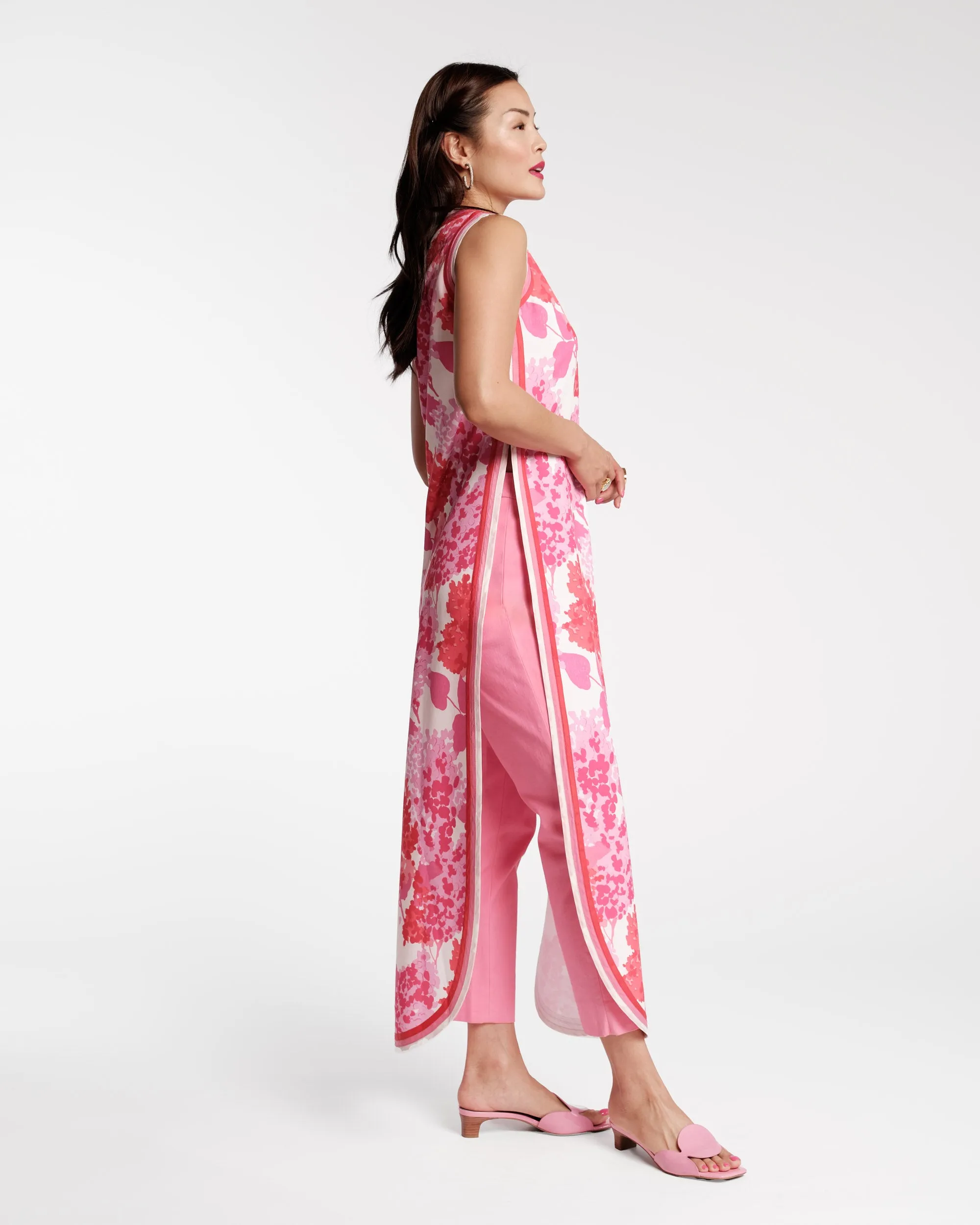 Lucy Cigarette Pant - Cotton Stretch Pink lightweight fabric