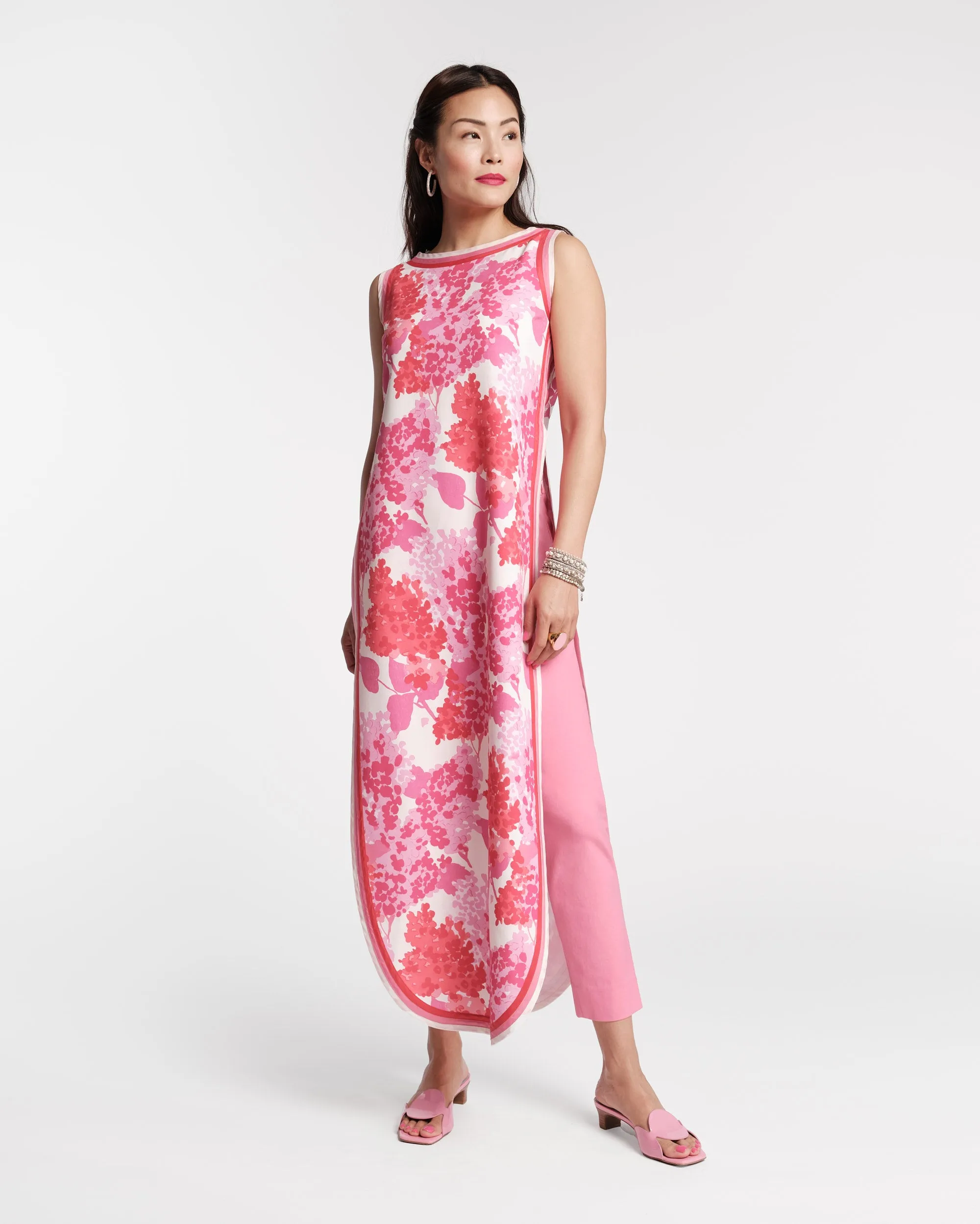 Lucy Cigarette Pant - Cotton Stretch Pink lightweight fabric
