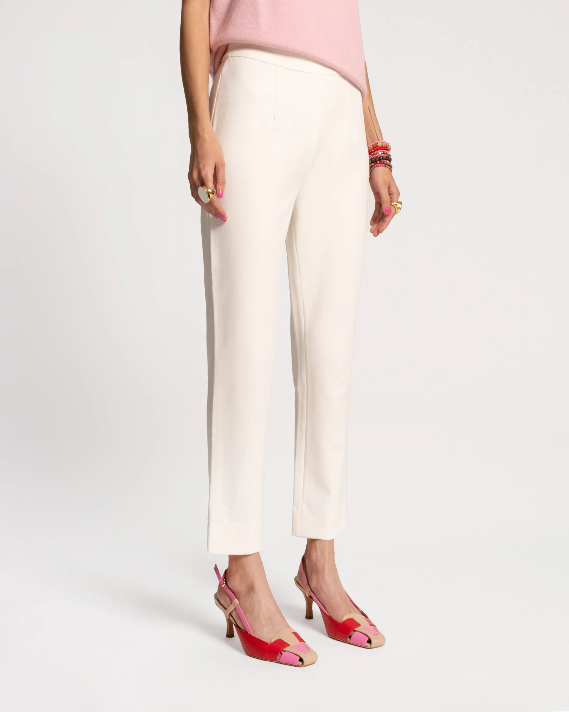 Lucy Japanese Stretch Cigarette Pant - Oyster Breathable Comfort