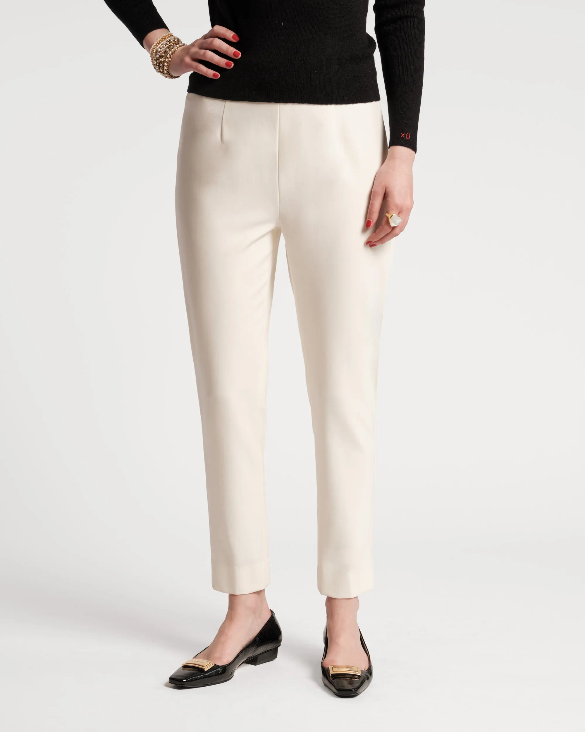 Lucy Japanese Stretch Cigarette Pant - Oyster Breathable Comfort