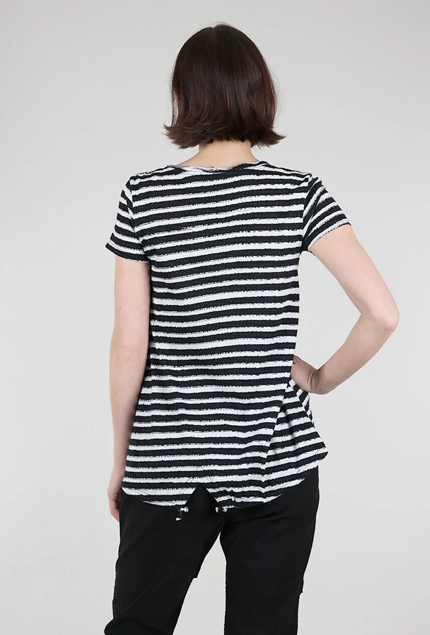 Luxe Jersey Stripe S/S Tee, Black/White Playful Prints