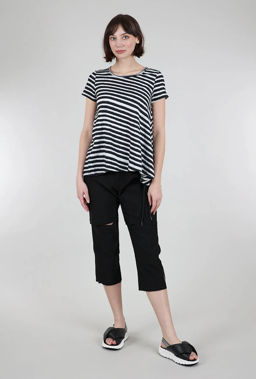 Luxe Jersey Stripe S/S Tee, Black/White Playful Prints