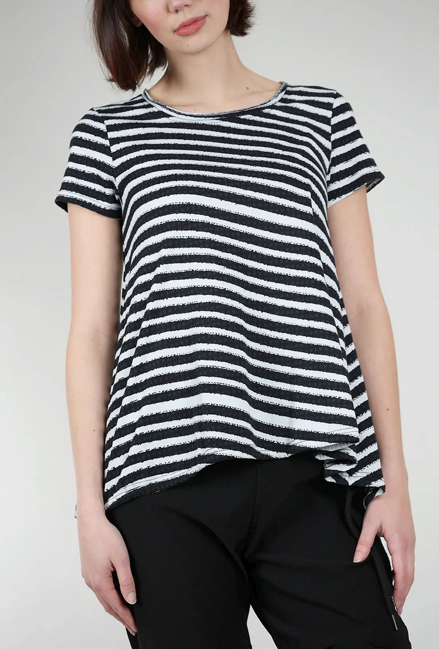 Luxe Jersey Stripe S/S Tee, Black/White Playful Prints