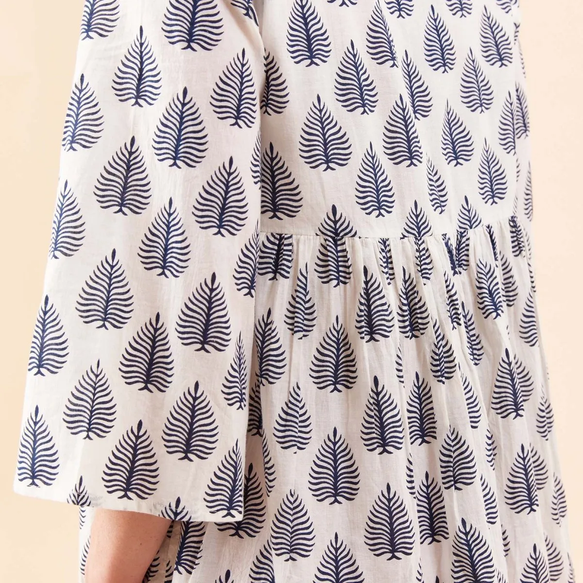 Makena Navy Cotton Tiered Dress Sophisticated Look