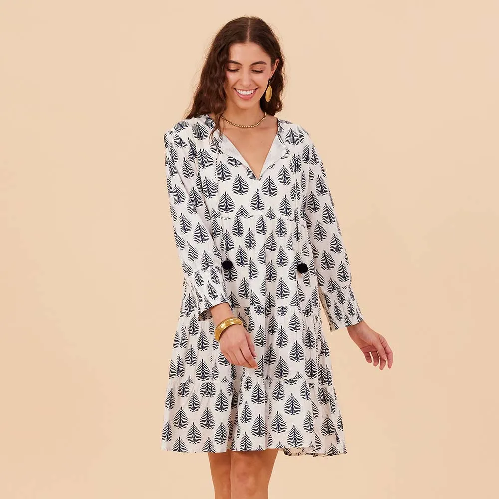 Makena Navy Cotton Tiered Dress Sophisticated Look