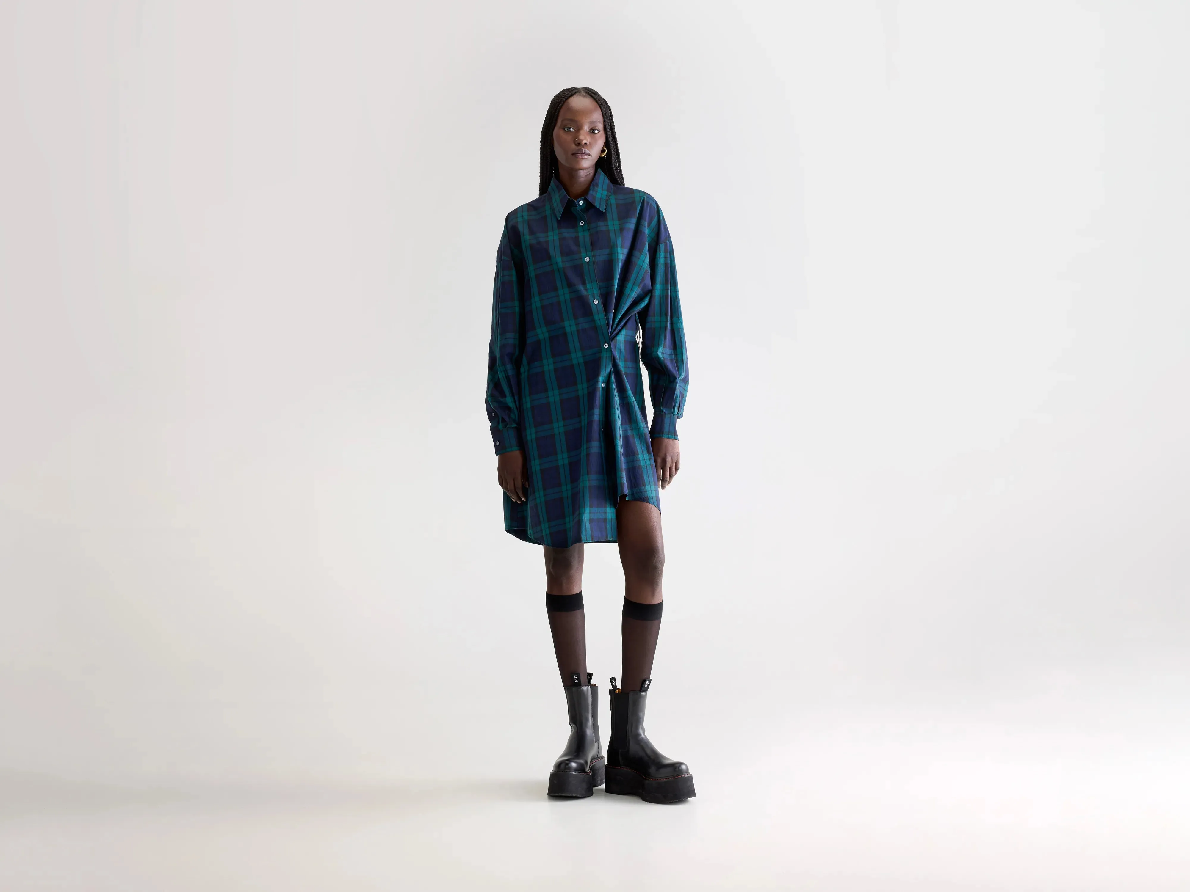 Grappa shirt dress (252 / W / CHECK E) Side-Zip