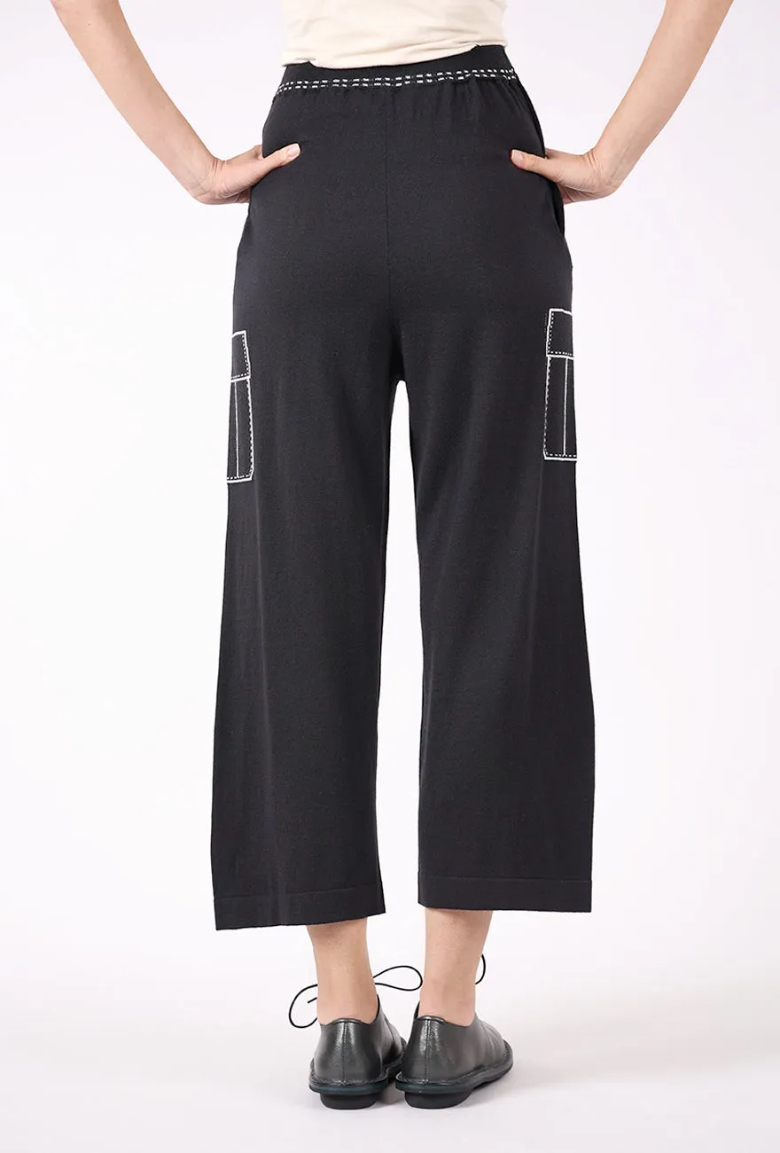 Mango Knit Pants, Navy Adjustable Waistband