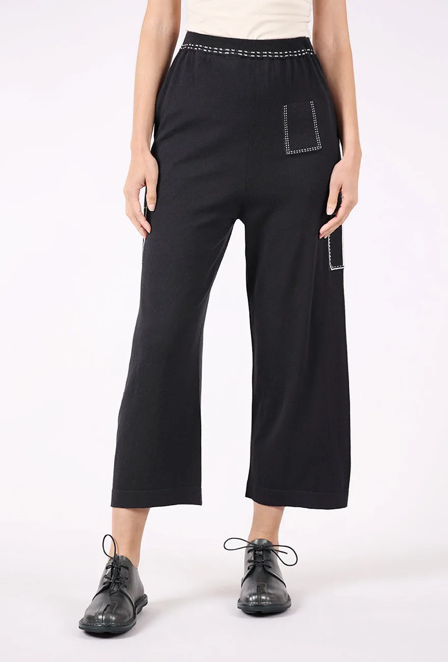 Neutral Tone Multi Purpose Mango Knit Pants, Navy